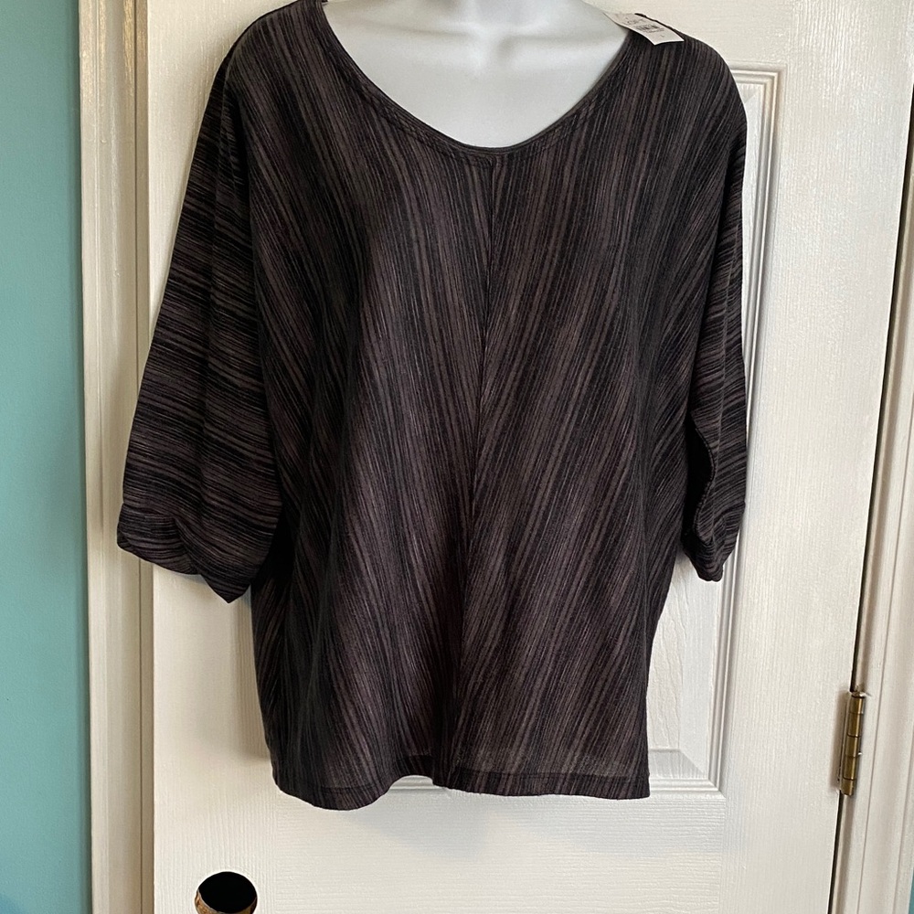 LOFT Charcoal Striped Blouse